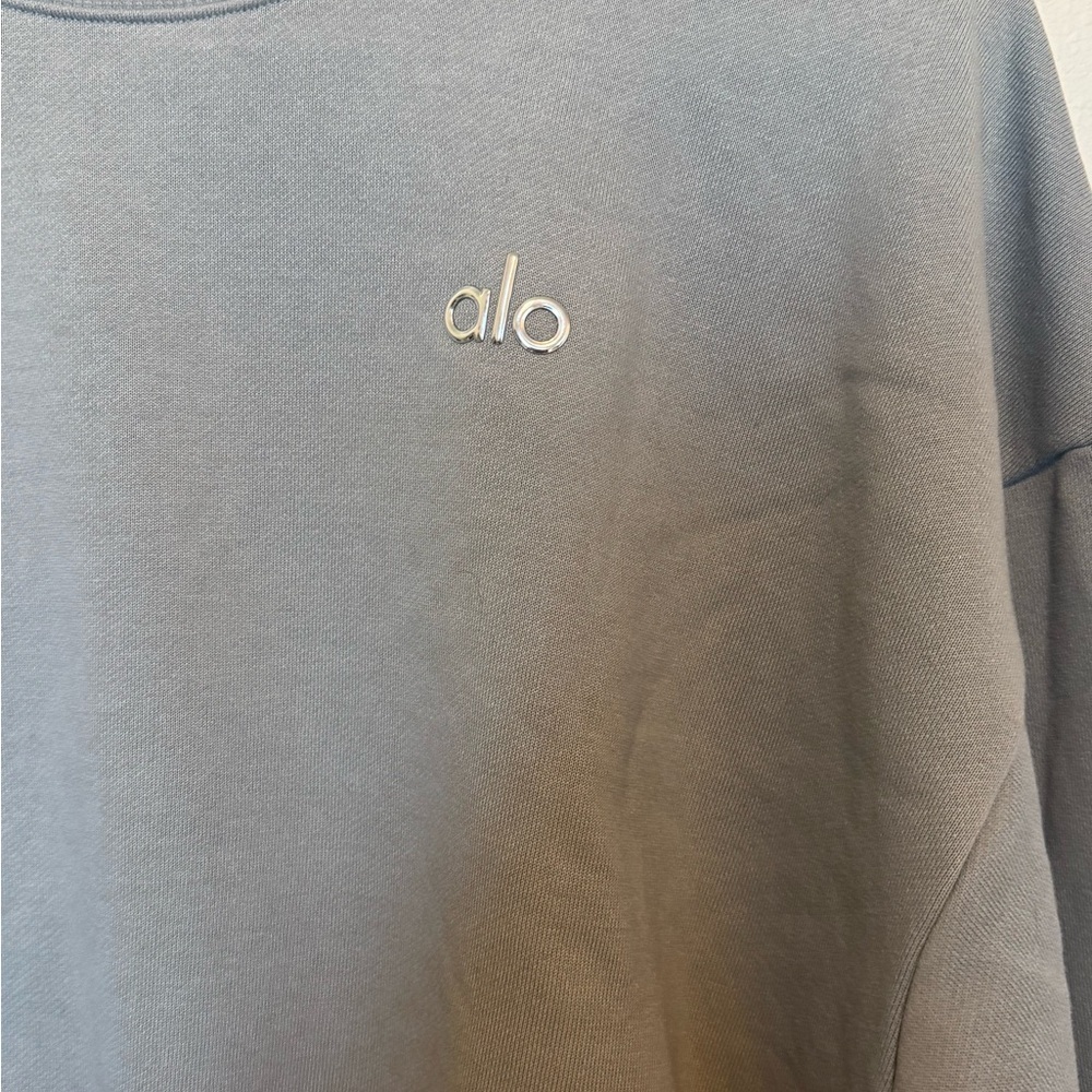 ALO Yoga Lunar Gray Cropped Hoodie NWT Size Medium - Picture 5 of 10